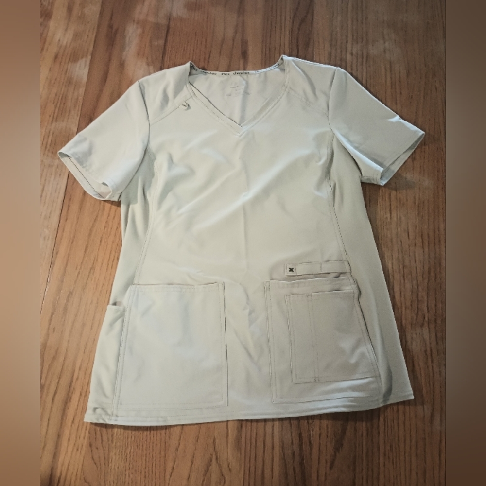 Cherokee Size Medium Khaki Women's Scrub Top